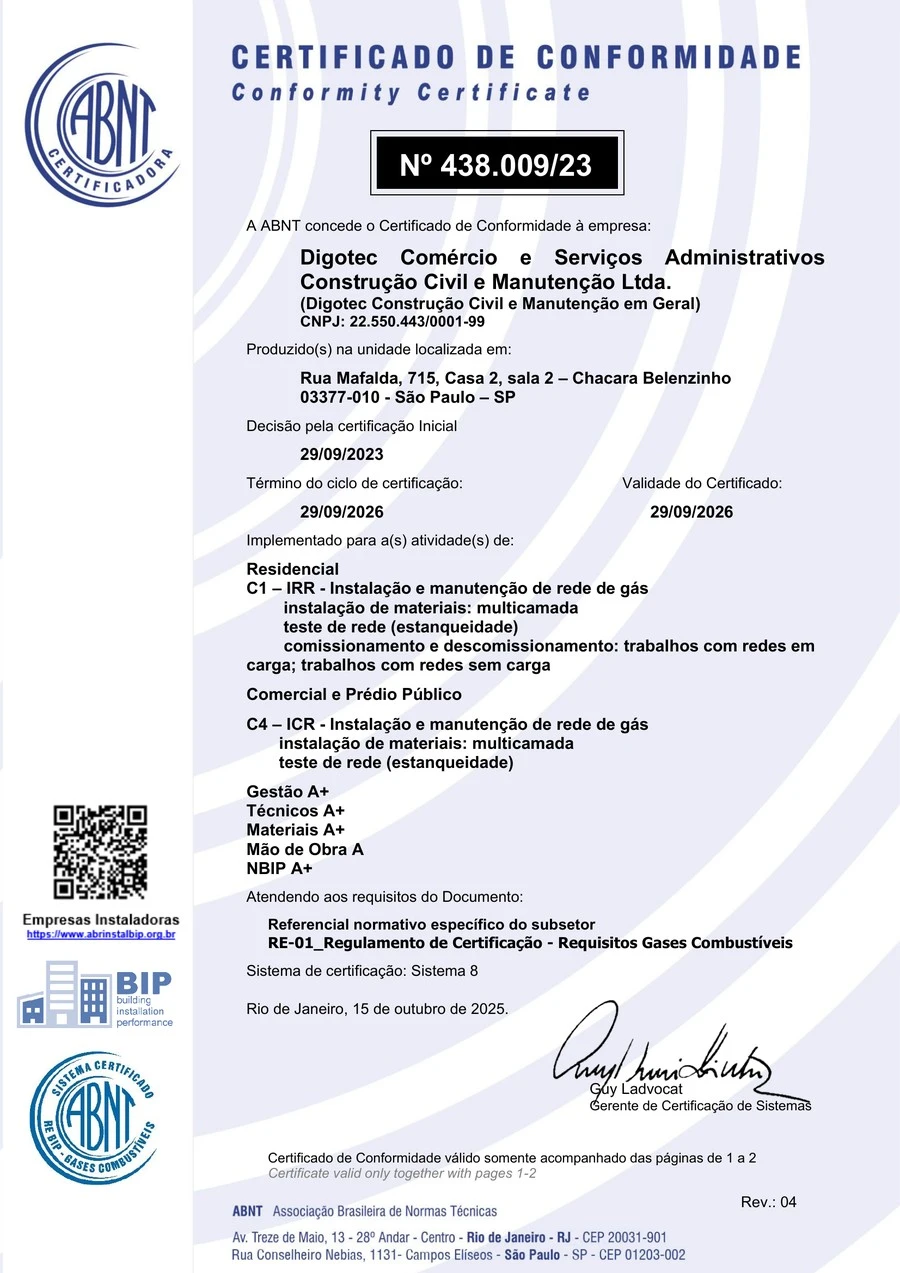 Certificado ABNT — Digotec
